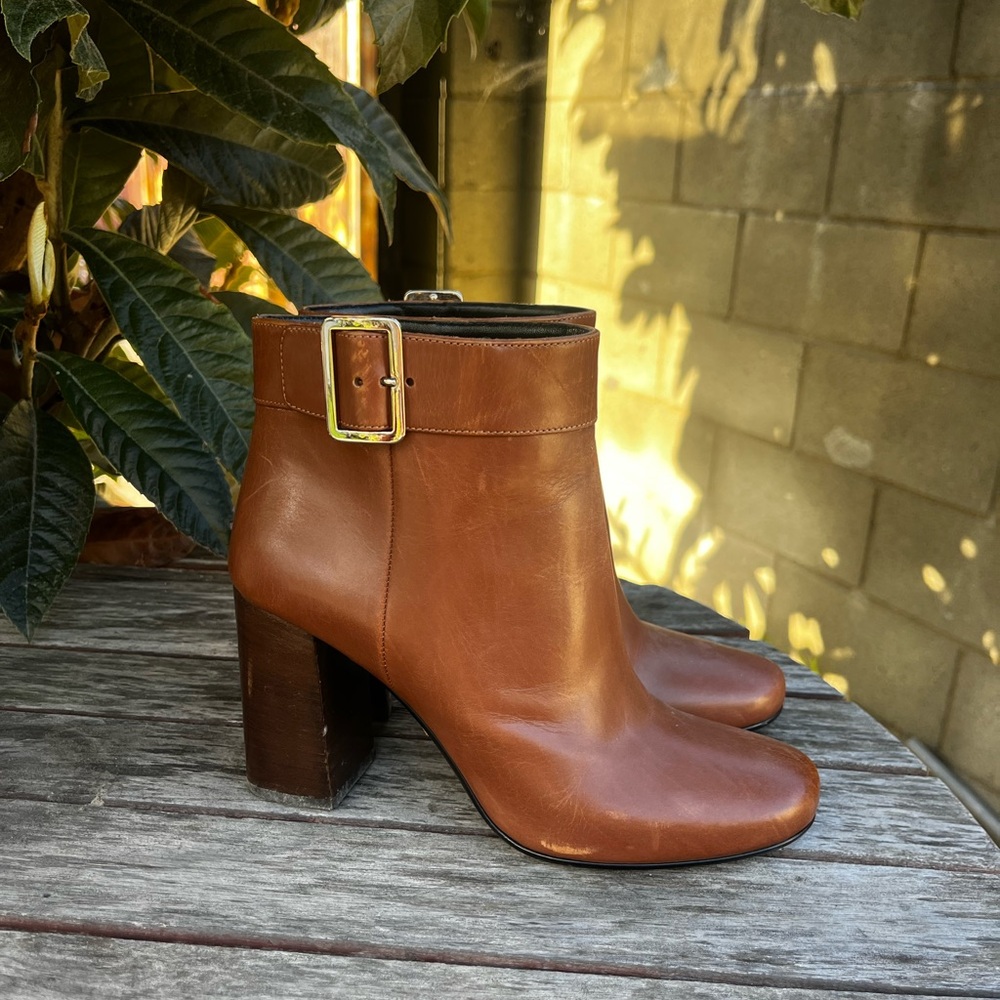 Prada Tan Leather Ankle Boots